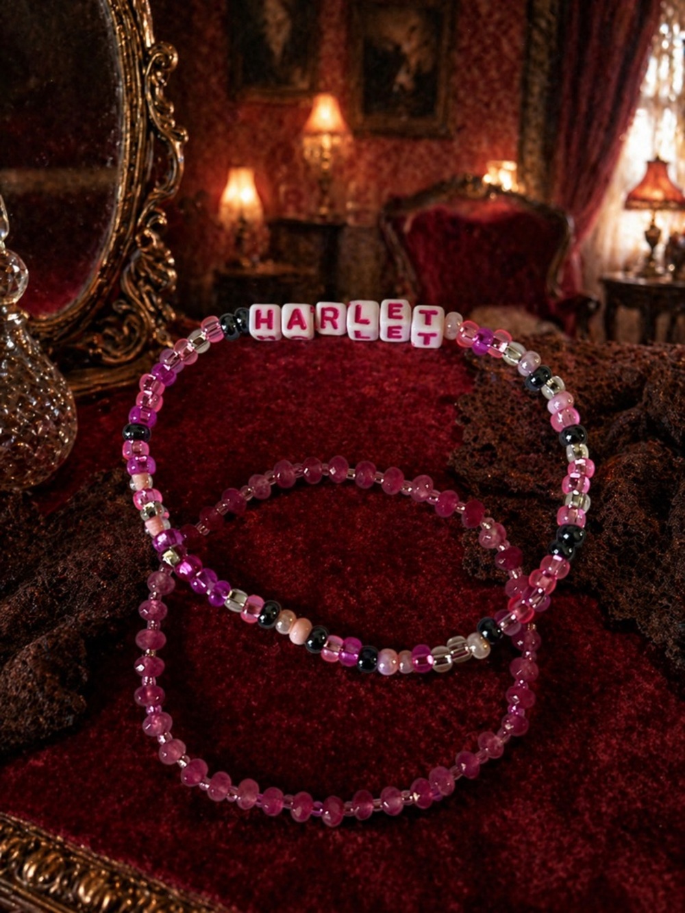 Jade the Harlot Pink Jade Bracelet Set 8”